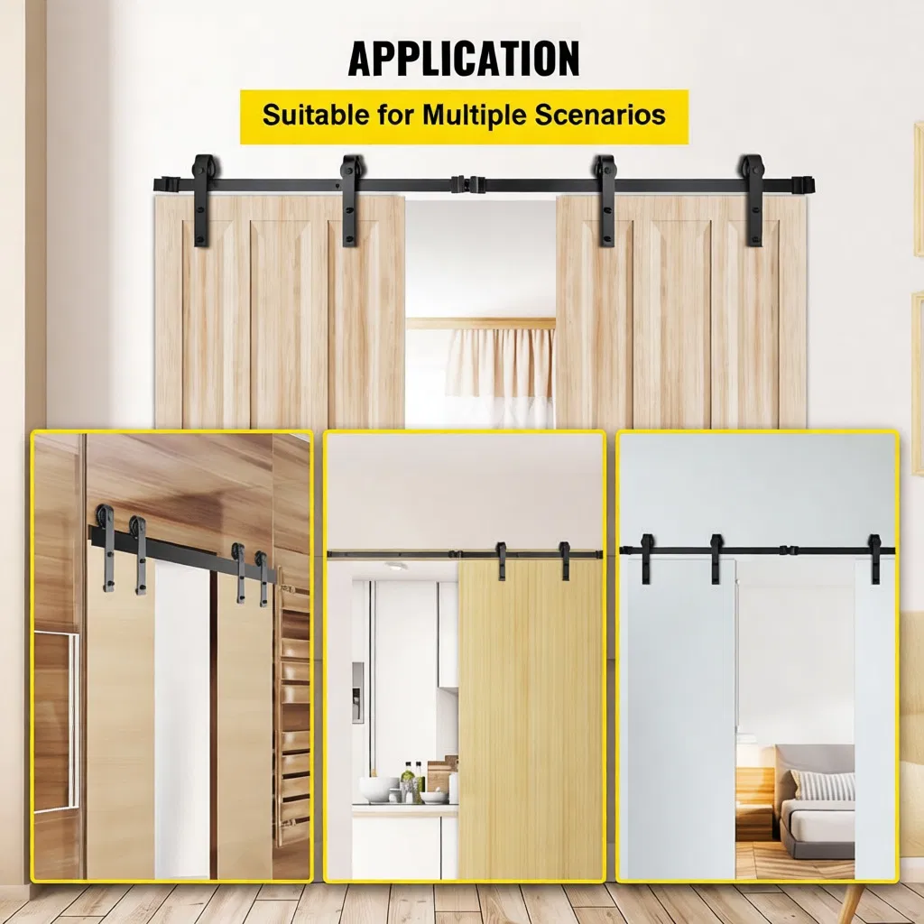 CE Certified 6.6FT Carbon Steel Modern Industrial Sturdy Barn Door Hardware Kit