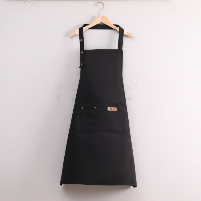 Custom Logo Khaki Black Orange Red Garden Work 100% Polyester Bib Cook Grill BBQ Chef Kitchen Aprons for Women Men