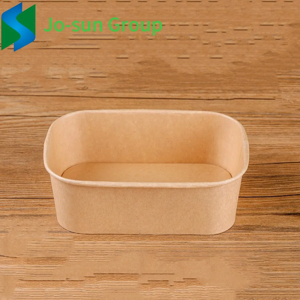 Jo-Sun Wholesale 600 Ml Rectangular Food Grade Takeout Box Kraft Paper Square Bowl with Lid