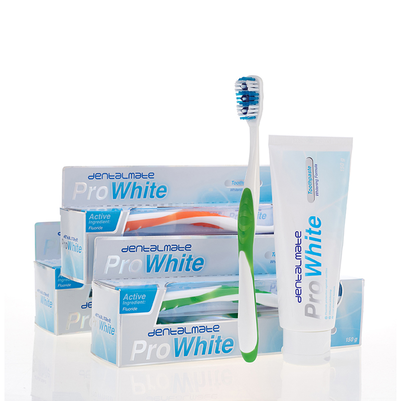 Custom High Quality Low Abrasive Mild Formula Fluoride Teeth Whitening Toothbrush and Toothpaste Set
