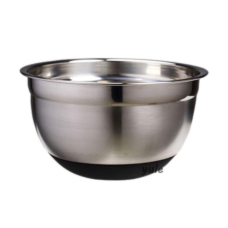 Colorful Silicone Base and Lid Stainless Steel Salad Bowl Set Mixing Bowl