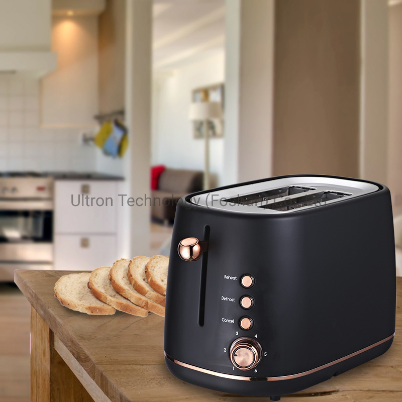 Stainless Steel Automatic Pop-up Toaster with High Lift & Variable Width, Black and Rose Gold