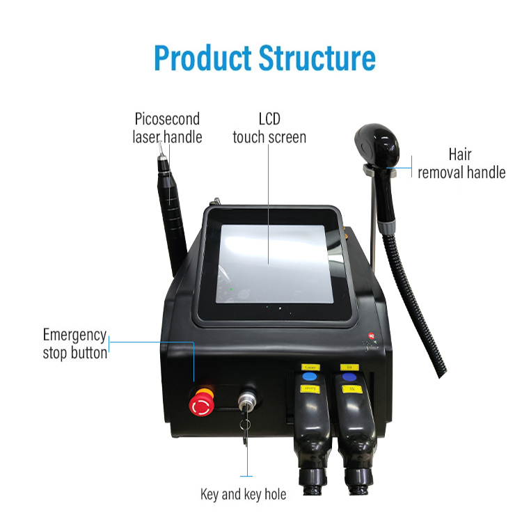 3 Wavelength 808nm Picosecond Laser Tattoo Removal Picosecond Laser Machine Multifunctional Diode Hair Laser Removal Machine