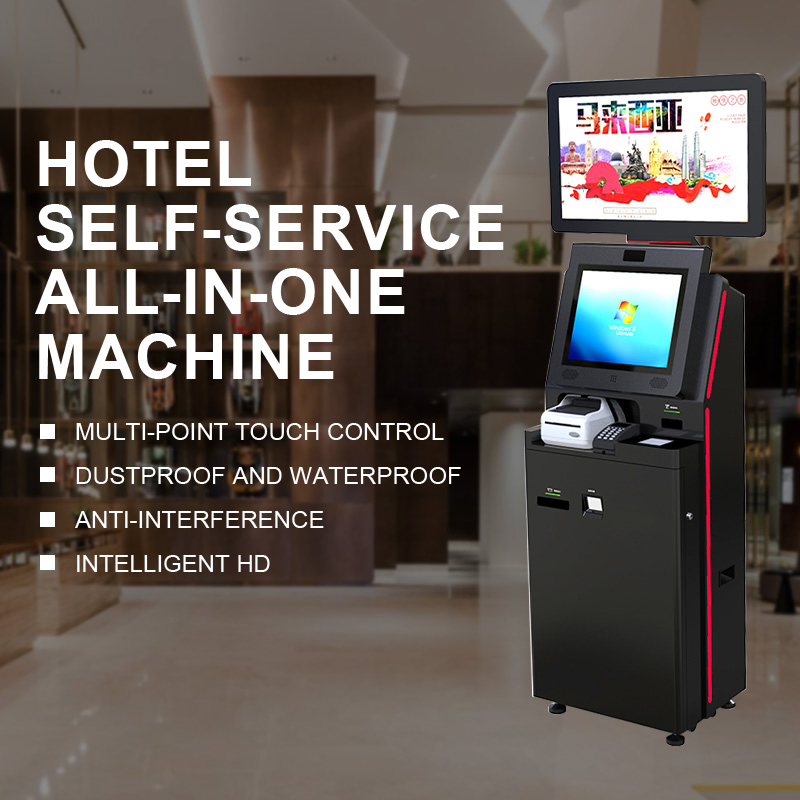 21.5 Inch Dual-Screen Check in Kiosk with Card Dispenser for Hotel Kiosk