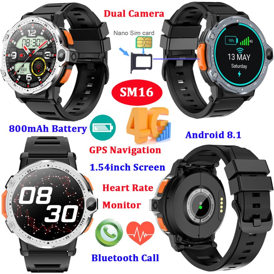 Умный браслет SM16 с 4G, Android 8.1 и камерой