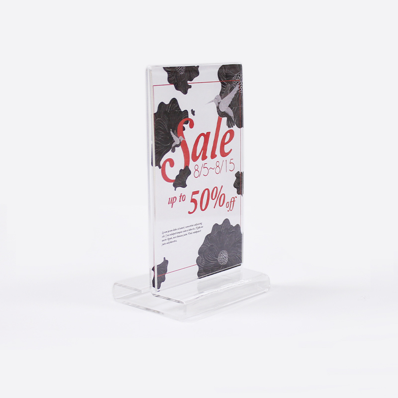 T Shape Clear Acrylic Insert Card Sign Holder Custom Sizes