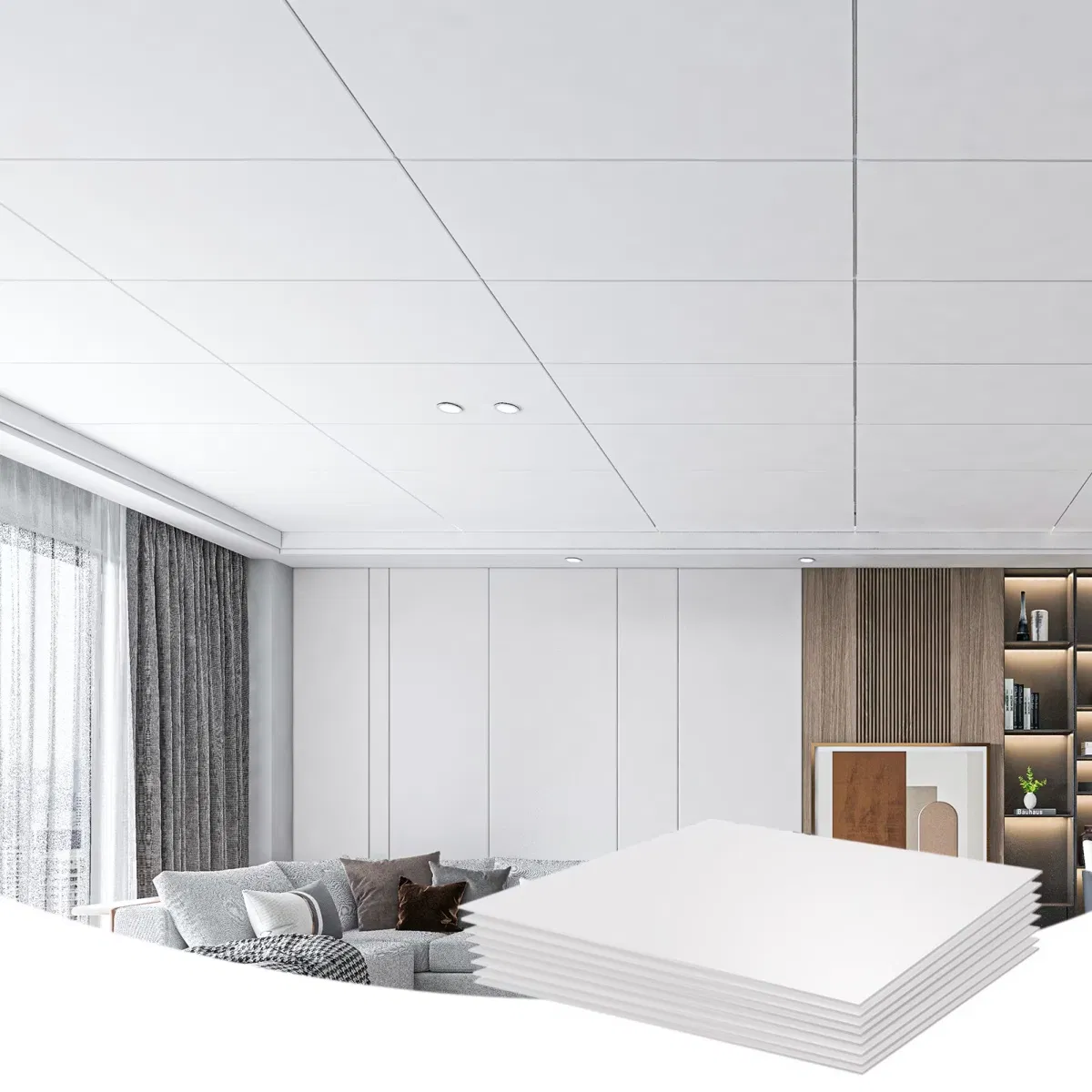 Cladded Ceiling PVC Tiles Sheets Suspended Tiles Design for Shop Panels Bedroom Bathroom Living Room Roof