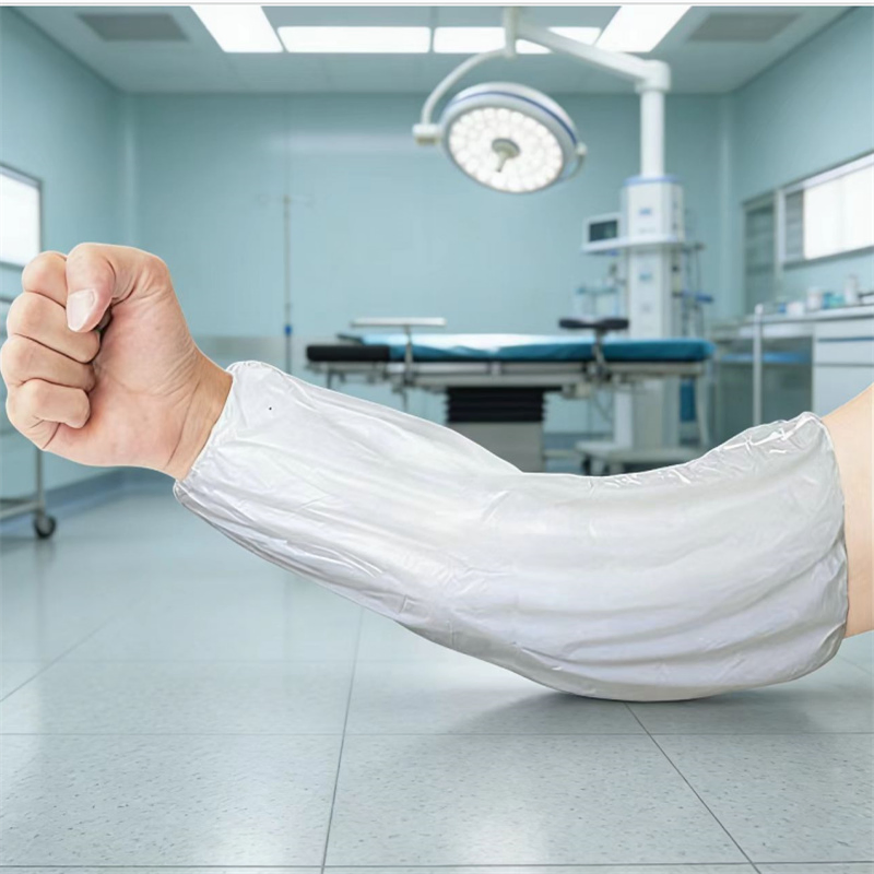 Disposable Plastic Sleeves Covers Waterproof Arm Sleeve Protectors Blue with Elastic Cuffs