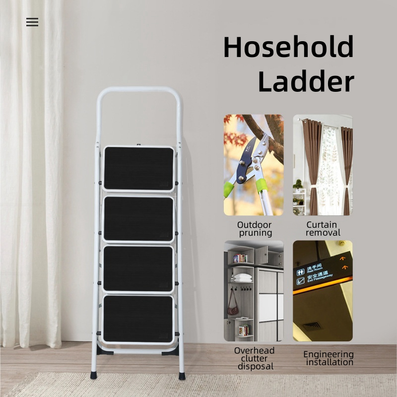 Modern Indoor Agility Ladder 150kg Load Bearing Wide Step Durable Steel Folding Step Household Ladders