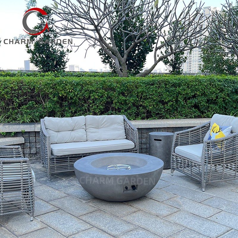 Modern Stylish in Stock Original Concrete Look Propane Natural Gas Fire Bowl Outdoor Fireplace