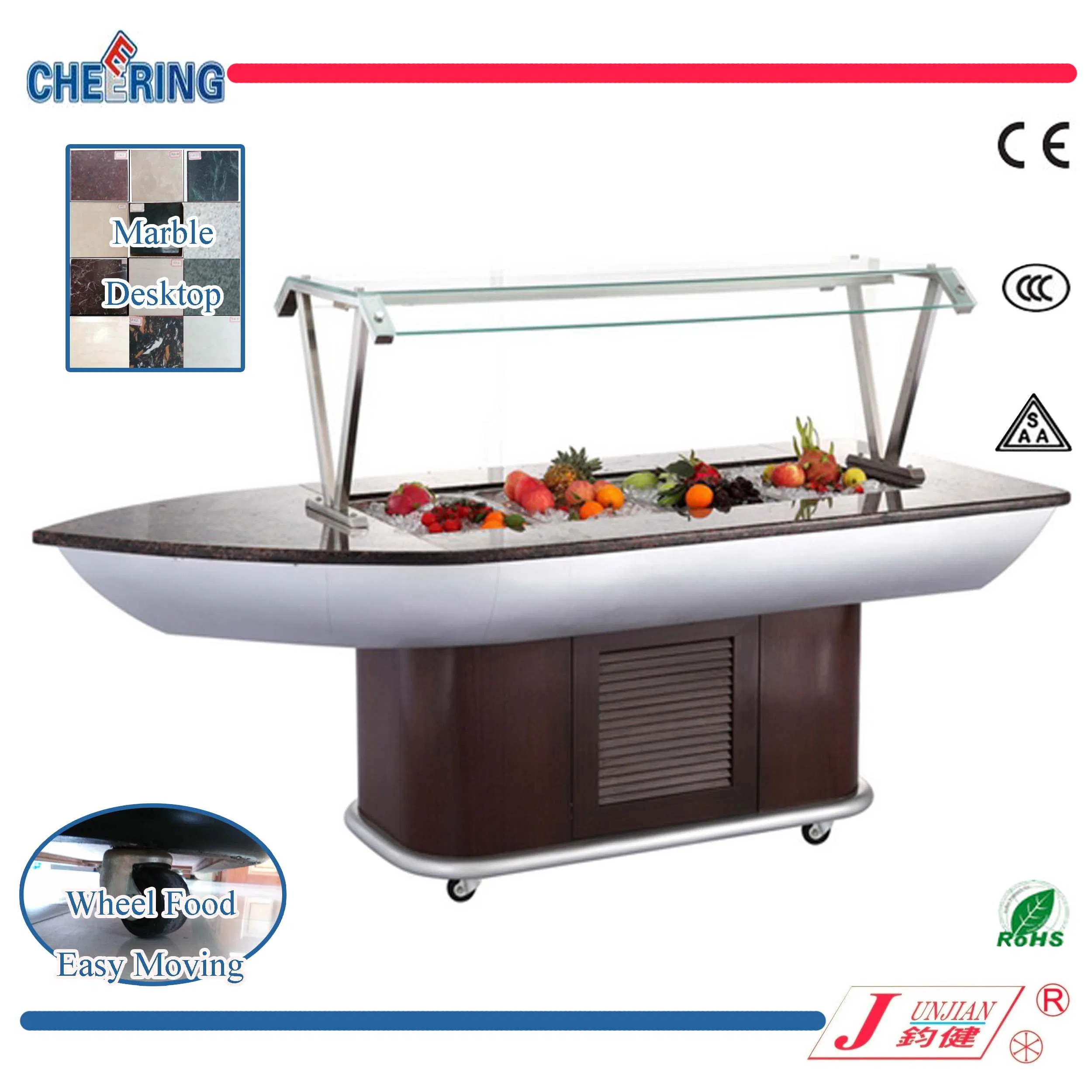 Restaurant Equipment Fan Cooling Wooden Salad Bar Refrigerator with Ce