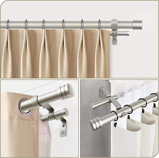 Customized Metal Double Curtain Rods Set Adjustable Extendable Window Poles