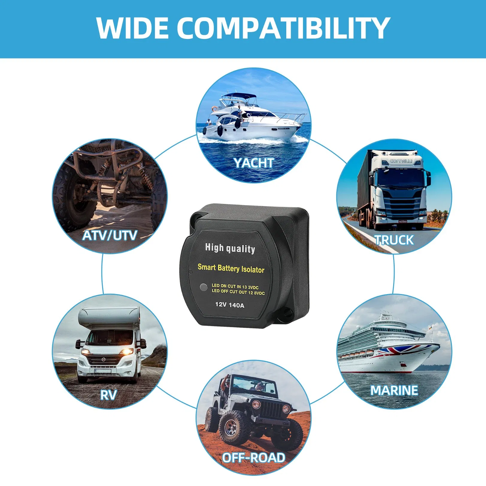 Реле заряда 12В 140А для двойного аккумулятора Daier