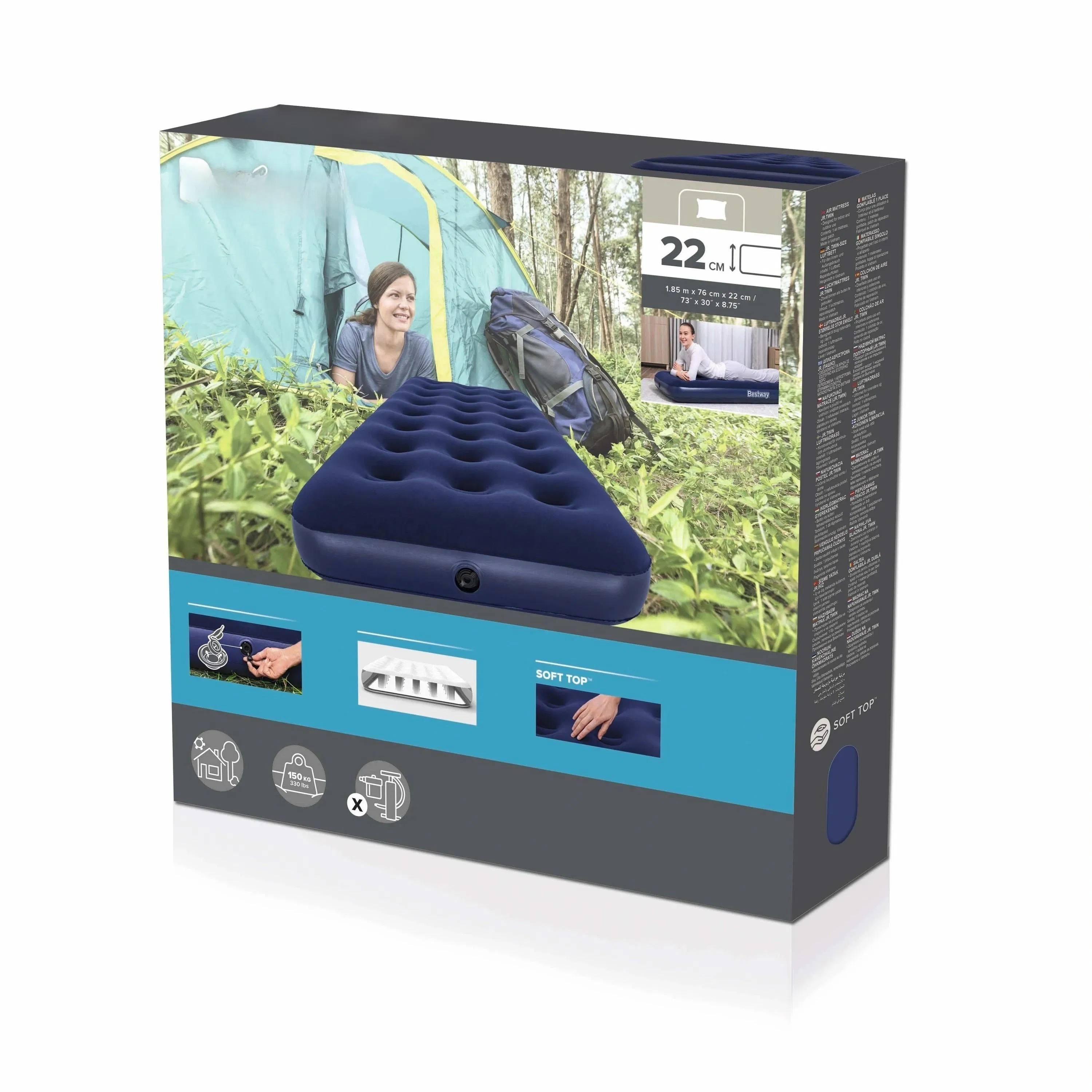 2025 New Twin Classic Inflatable Airbed Mattress Downy Flocked Comfortable and Durable