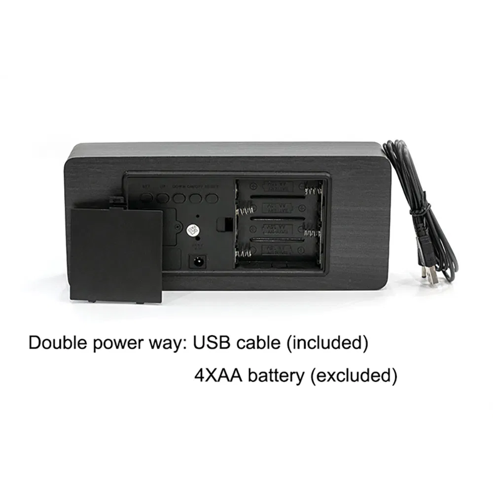 Square Homeware Table Decorative Wood LED Alarm Clock Christimas Gift