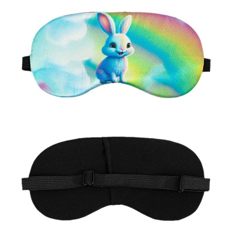 Four-Color Printed Cat Satin Eye Mask, Hot & Cold Compress, Sleep & Eye Fatigue Relief
