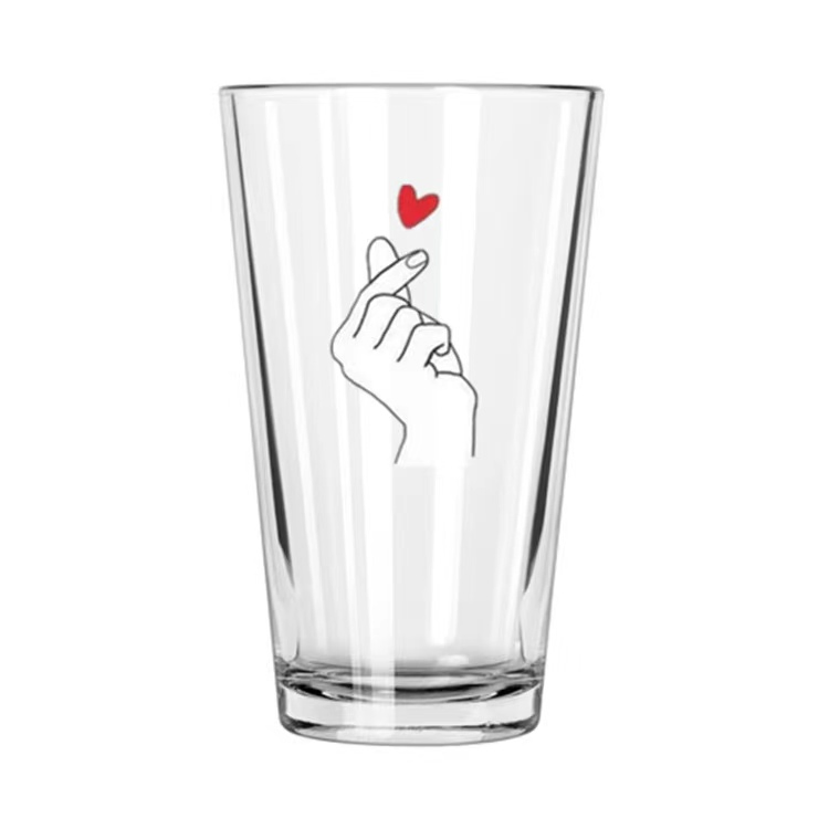 Wholesale 16oz High Borosilicate Glass Coffee Mug Transparent Tea Beer Can with Straw for Drink Milk Beer Tea Juice