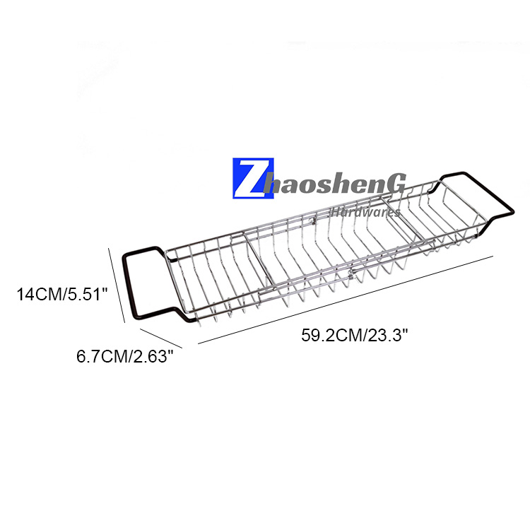 Extendable Bathroom Non-Slip Rack Adjustable Bath Tub Caddy Bathtub Tray with Extending Sides