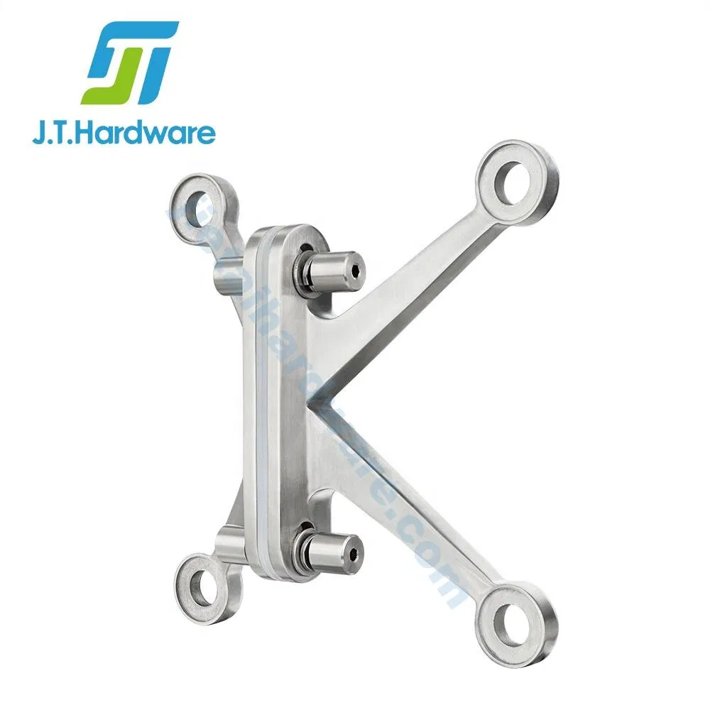 Jthardware Manufacturer Four Head 200kgs Stainless Steel Silicone Rubber 4 Way Fin Type Glass Wall Connector Fin Spider Fitting