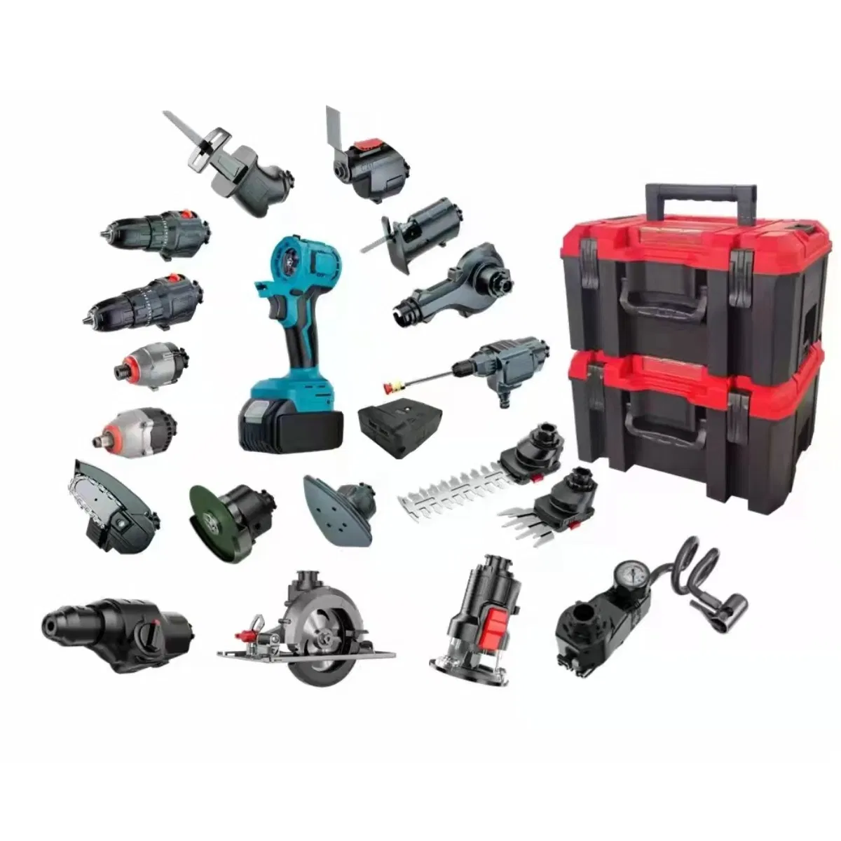 Electric 20V Wosai Garden Spanner Woodworking Angle Grinder Complete Tool Box Set Screwdriver Cordless Tool Sets Drill