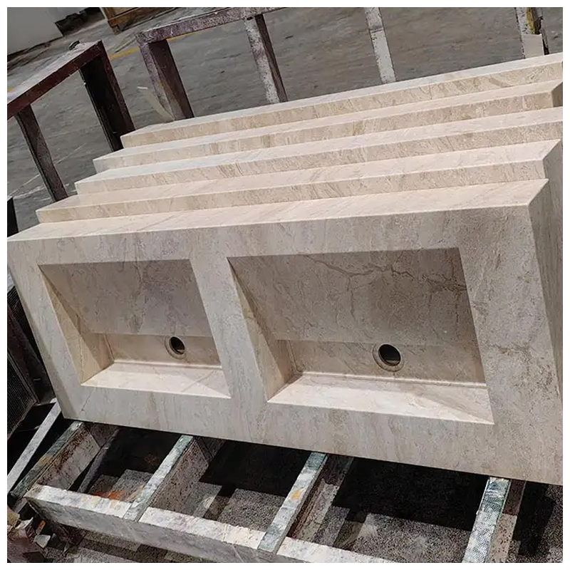 Cappuccino Beige Marble Integrated Vanity Sinks