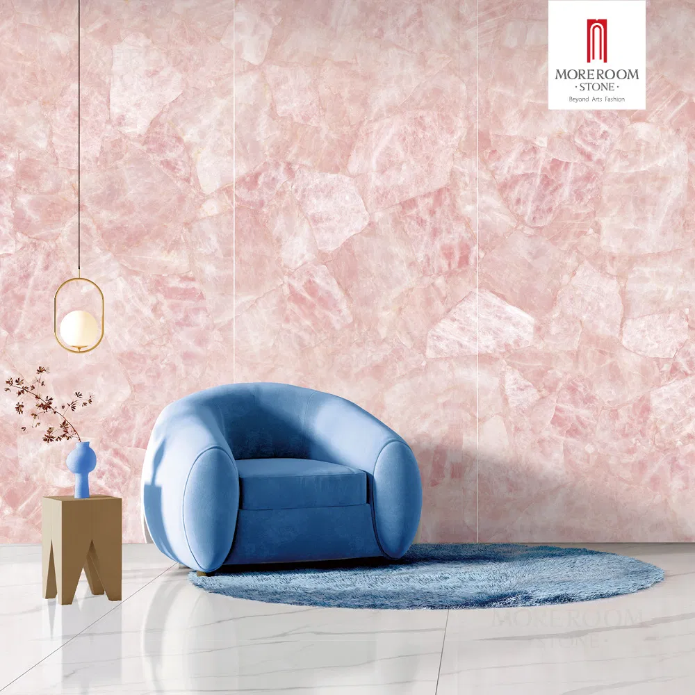 Laminated Porcelain Stoneware Crystal Pink Marble Effect for Bright Designs