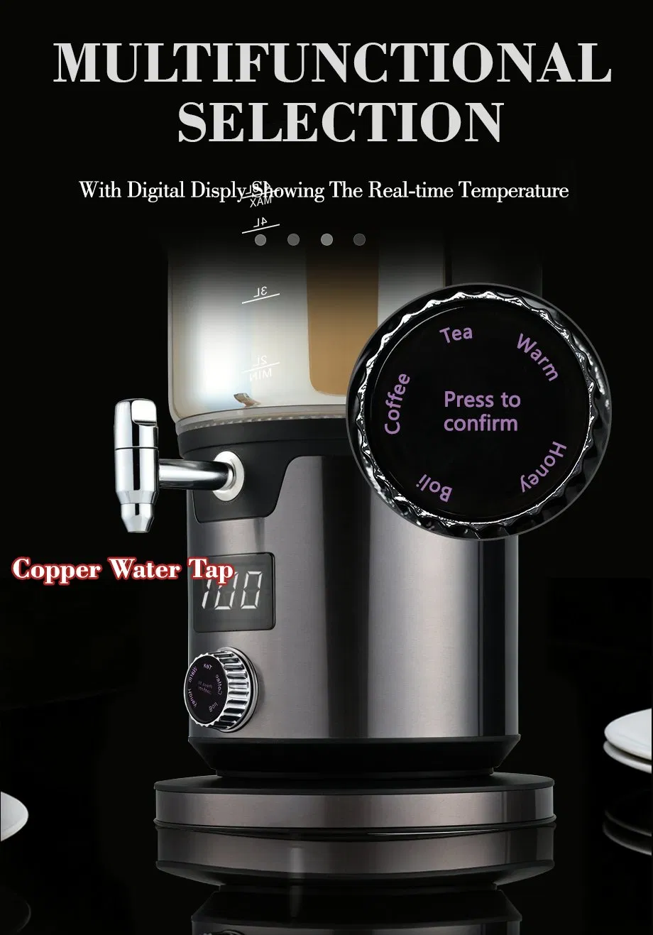 Top Sale Professional Electric Samovar Turkish Tea Boiler 1.1L Top Teapot+4.5L Body Electric Kettle with Keep Warm Tea