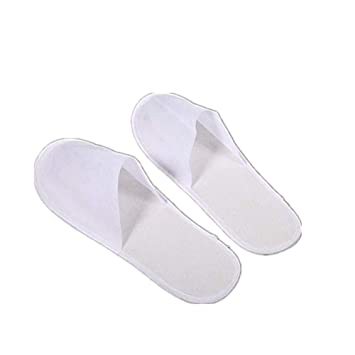 OEM Custom Logo Wholesale Cheap Disposable White Guest Bedroom Slippers for SPA Cotton Terry Velour EVA Sole Hotel Slippers