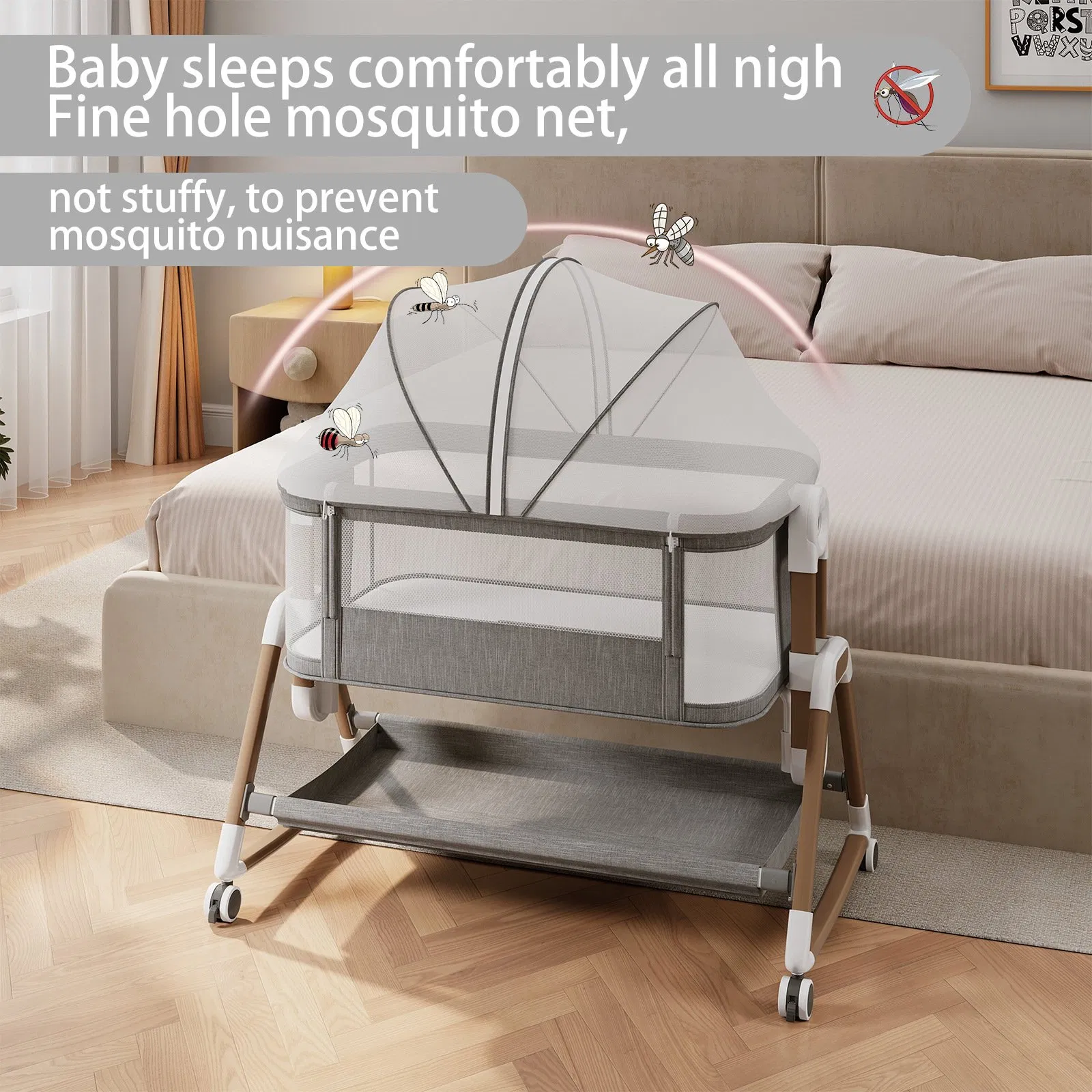 3 in 1 Baby Bassinet Bedside Sleeper, Bedside Crib for Baby