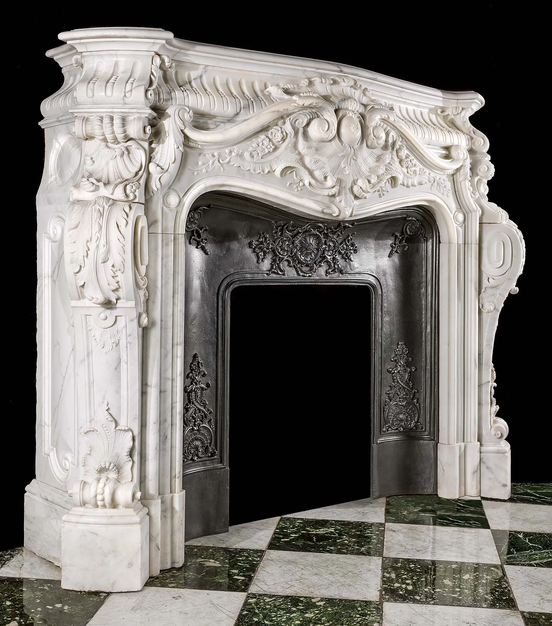 Custom Hand Carved Marble Fireplace Mantel
