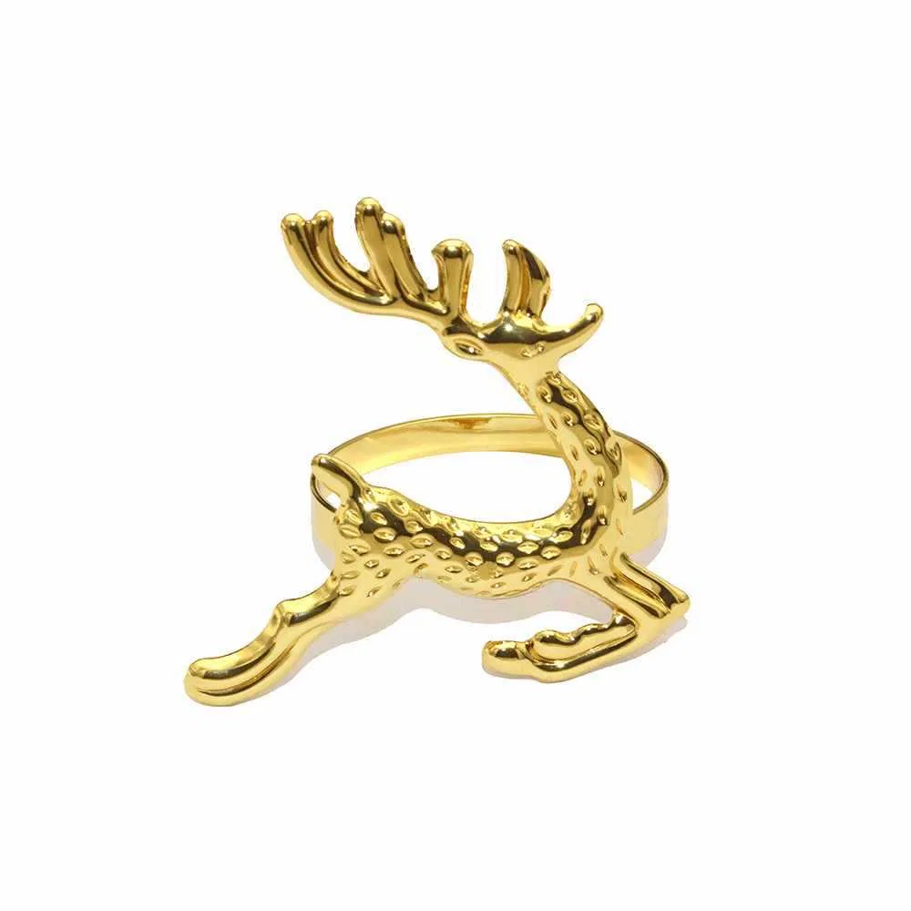 Table Decoration Hotel Metal Napkin Holder Christmas Tree Deer Golden Napkin Buckle