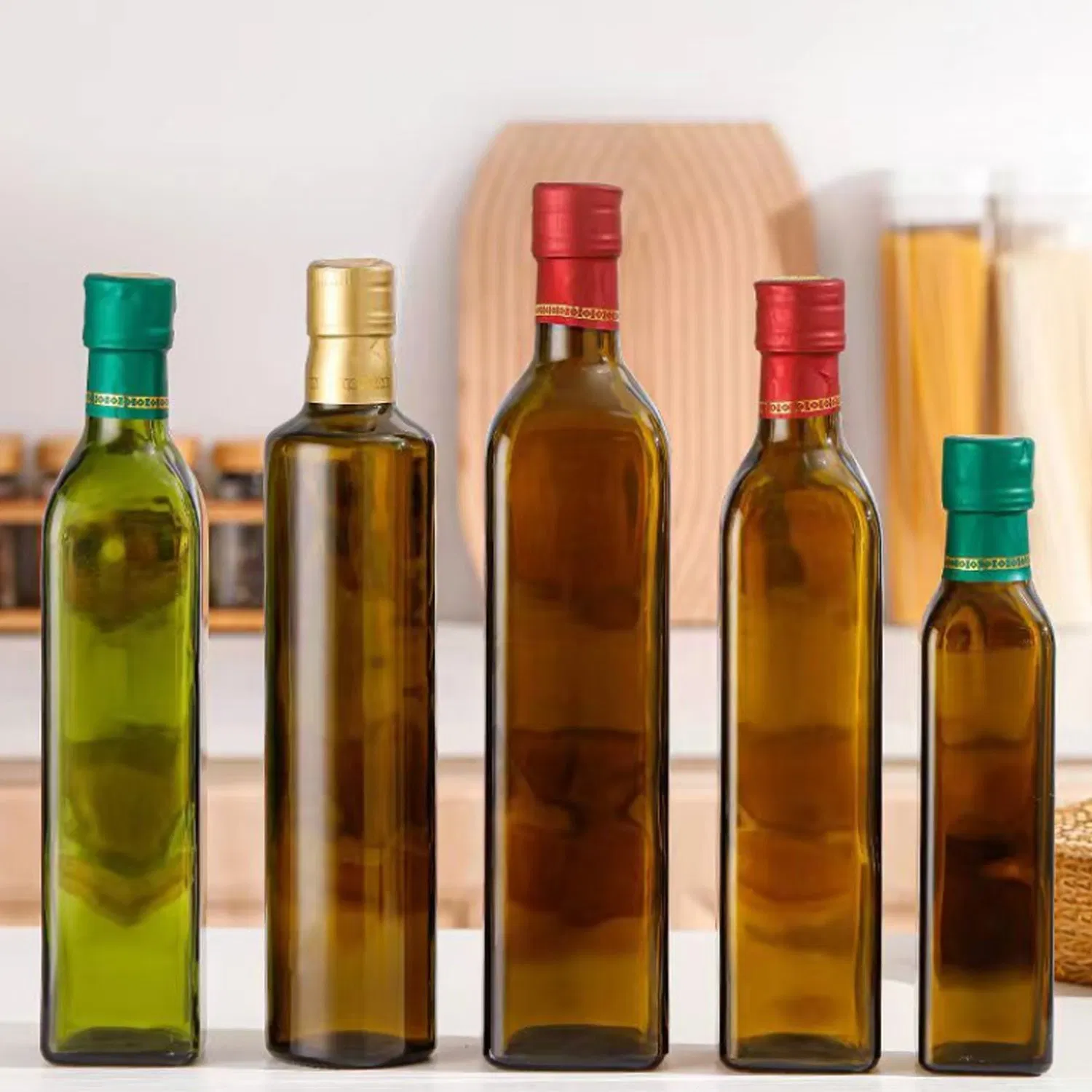 Brown Walnut Oil Tea Olive 250ml 500ml Square Green Glass Sesame Bottle