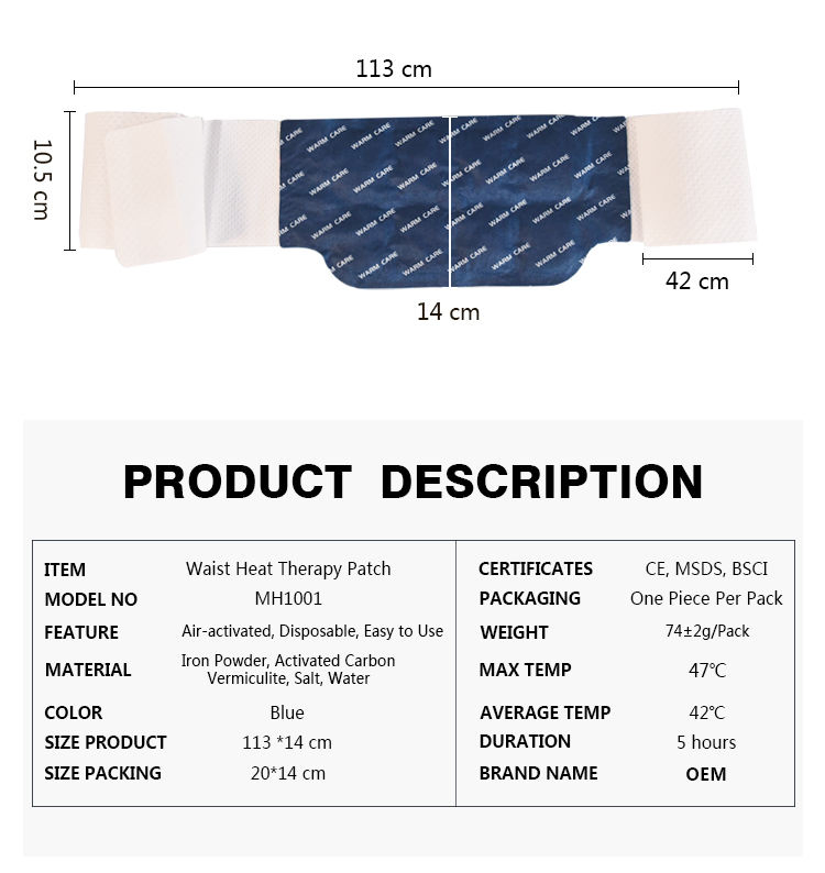 Health Warmer Waist Heat Patch Non Woven Adhesive Waist Period Cramp Relief Patch