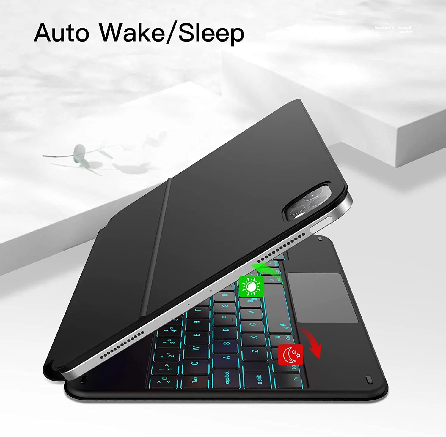 Bluetooth Keyboard Case, with Magic Non-Detachable Pivot Magnetic Tablet Case, Multi-Touch Trackpad/7-Color Backlit Keyboard Case for iPad Air 13 M2/M3 13-Inch