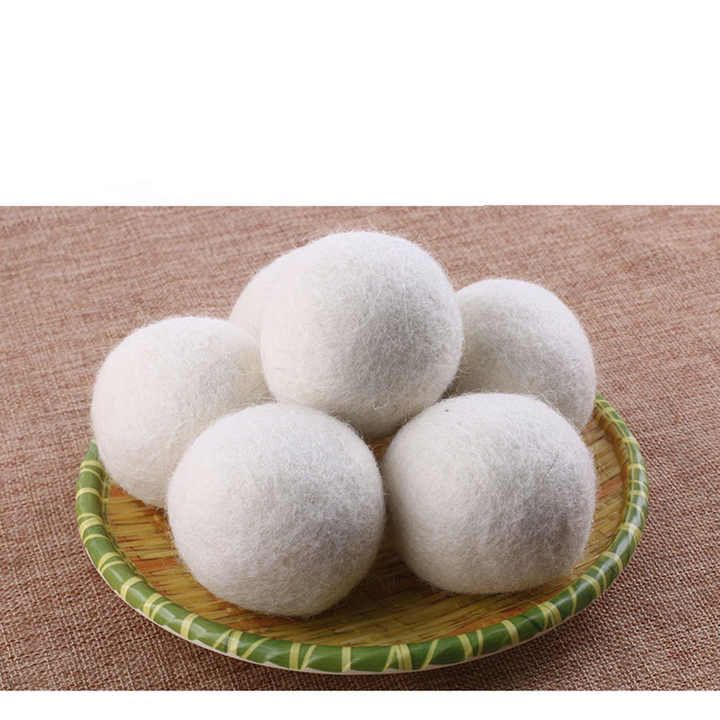 Customized 100% Organic New Zealand Reusable Natural Fabric Softener Healthy Felt Laundry Wool Dryer Balls with Drawstring Bag