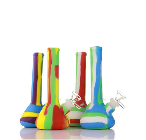 7 Inches Hookahs Mini Beaker DAB Rig Unbreakable Camouflage Hookahs with Silicone Downstem DAB Rig Water Pipe