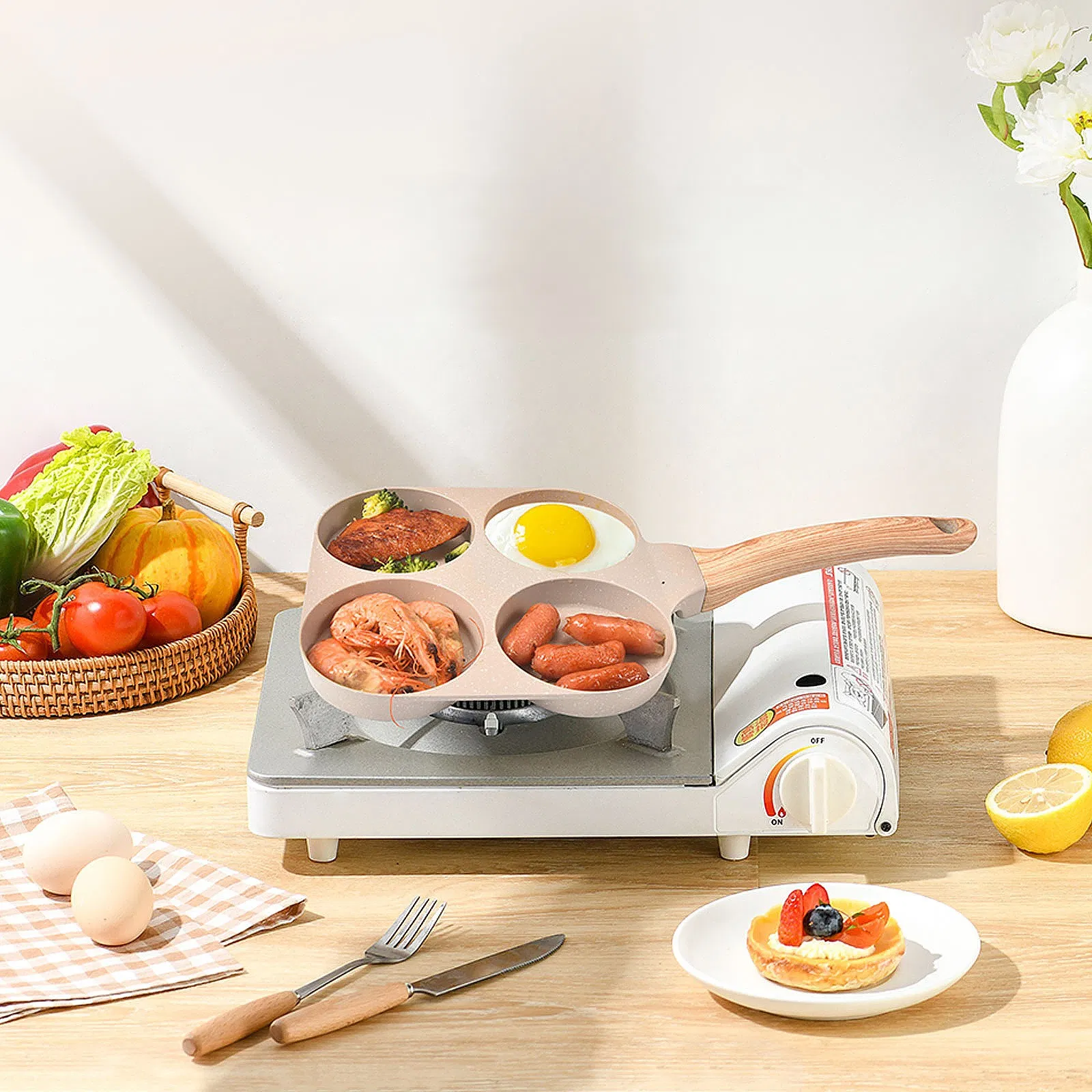 Fried Egg Burger Machine Flat Bottomed Non Stickfour Hole Breakfast Pot Mini Fried
