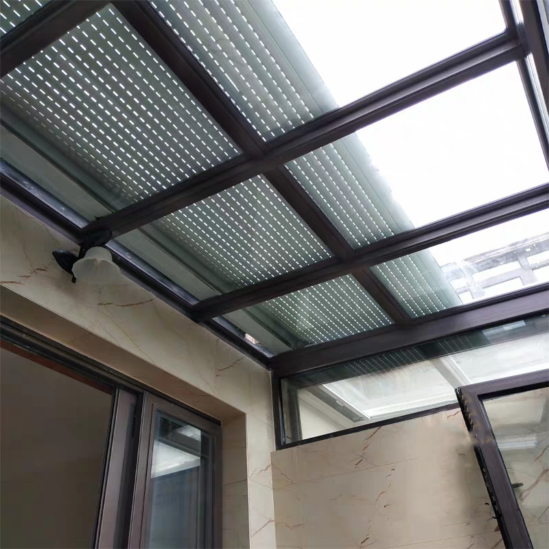Horizontal Roof Aluminium Roller Shutter Automatic Retractable Aluminum Skylight Awning