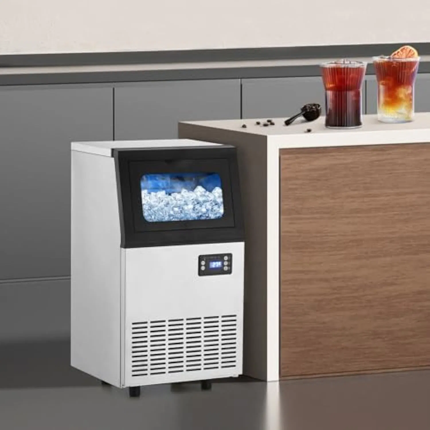 Ice Maker Machine Big Capacity Stainless Steel Automatic Ice Making/Self-Cleaning for Home