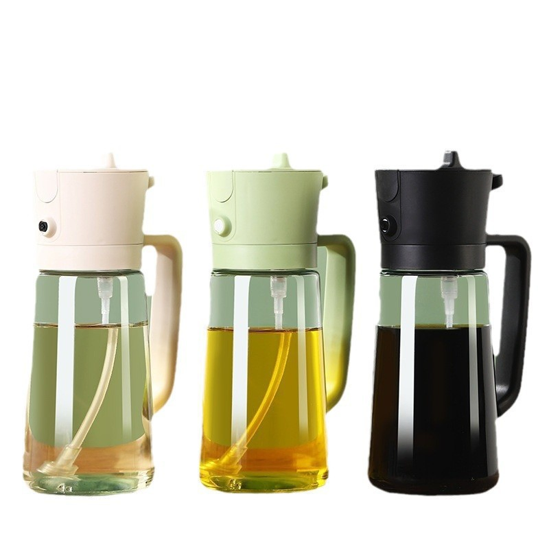 Wholesale Wine Vinegar Soy Sauce Salad Sprayer 470ml&550ml Glass 2 in 1 Spray Bottle Oil Dispenser for Fryer Kitchen BBQ Popcorn Oil Sprayer