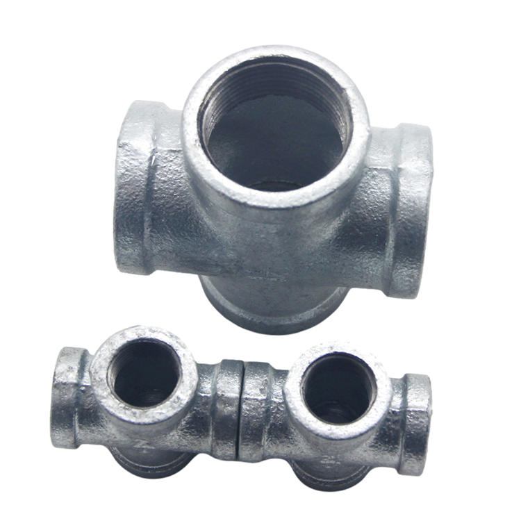 High Quality 3/4 Inch Malleable Iron 4 Way Pipe Fittings Cross Gi Banded BS NPT Thread Pipe Fitting