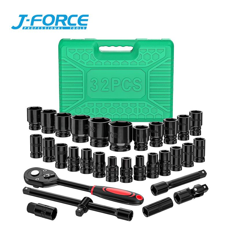 Набор головок 1/2 дюйма для пневмогайковерта, 32 шт, Cr-V