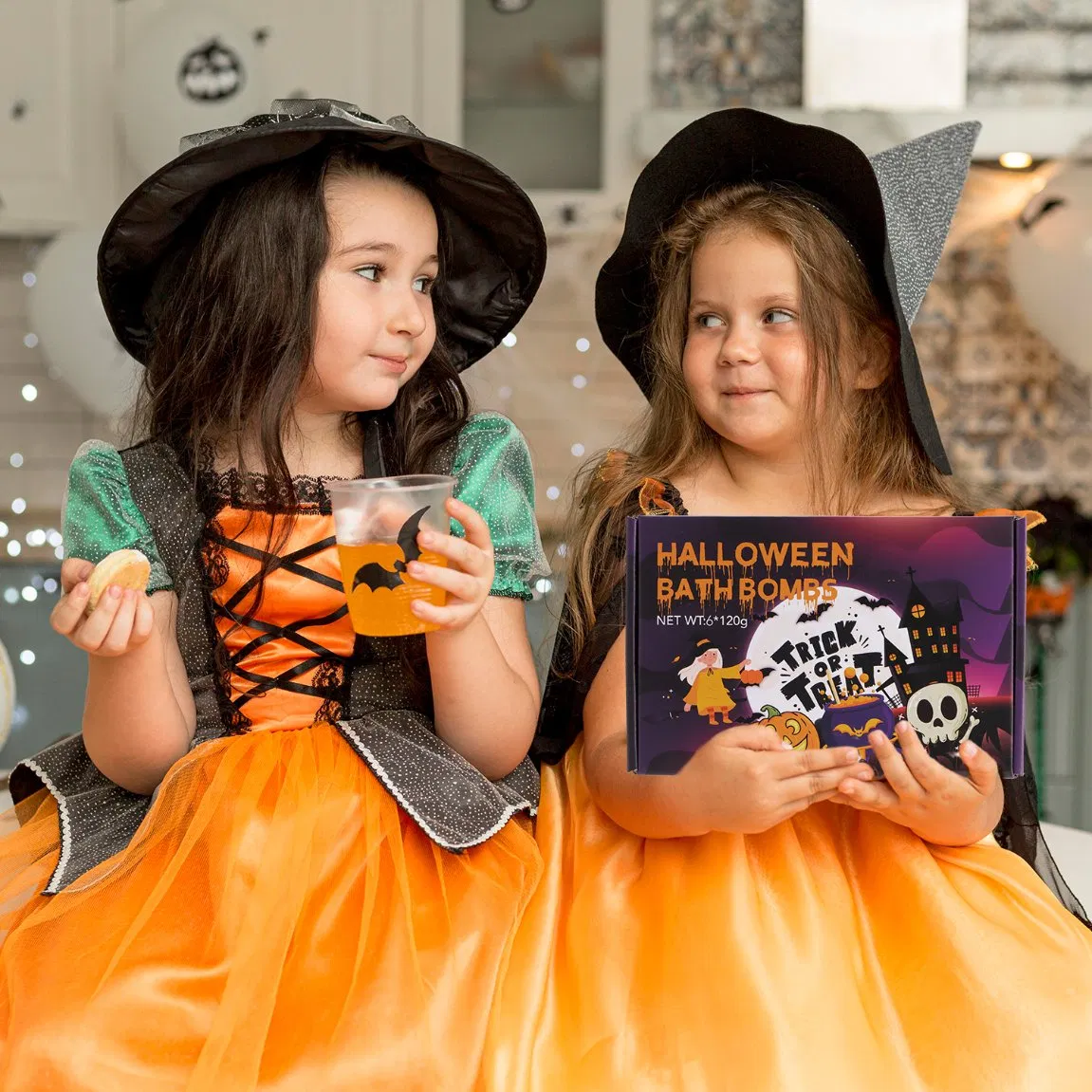 Spooky Skull Pumpkin Bath Bombs for a Halloween Soak for Kids