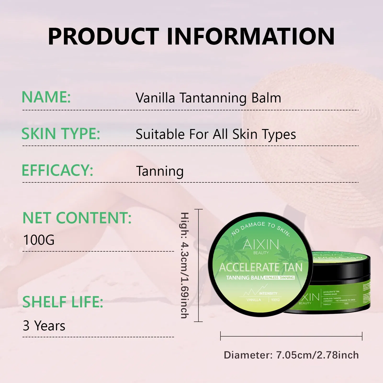 Beauty Skin Care Accelerate Tan Dark Sunbed Pineapple Vanilla Tanning Cream Cosmetics