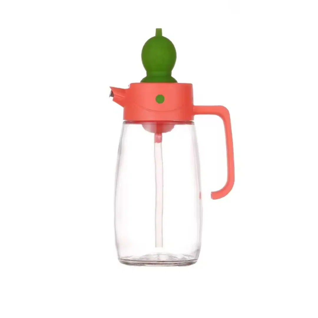 Leak Proof Oil Bottle with Brush Lid Allowing Oil Flow Control and Even Spreading