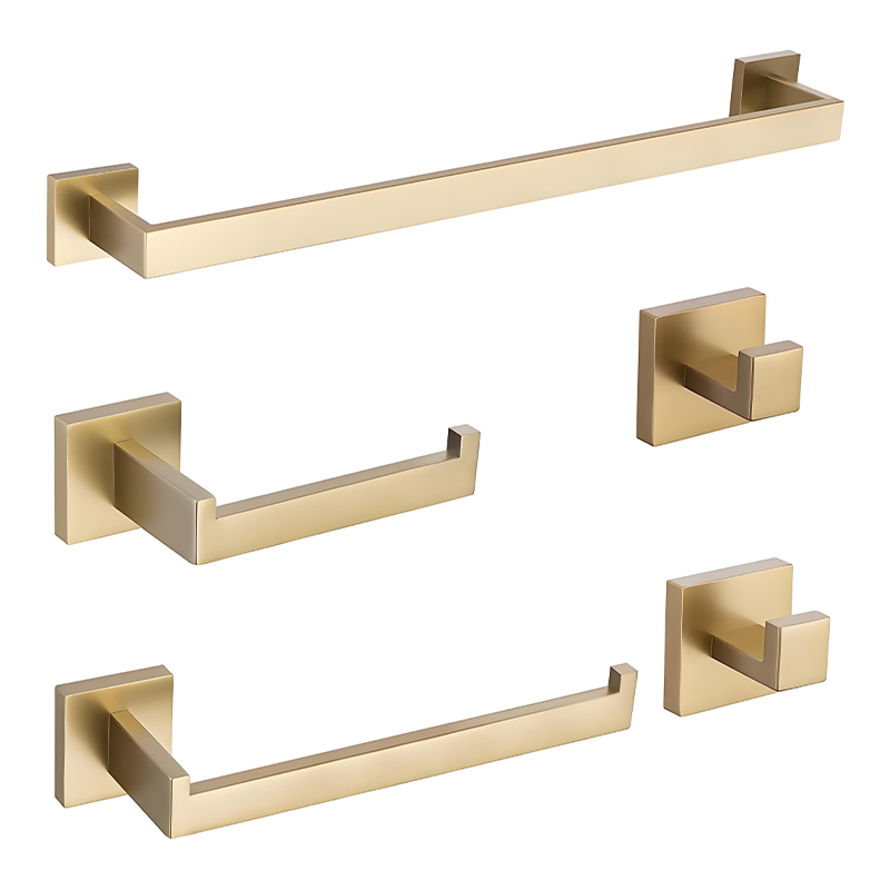 Factory Custom Bathroom Hardware Black Golden Silver Bathroom Accessories Towel Rod Paper Holder Coat Bar for Villa Hotel Swimming Pool