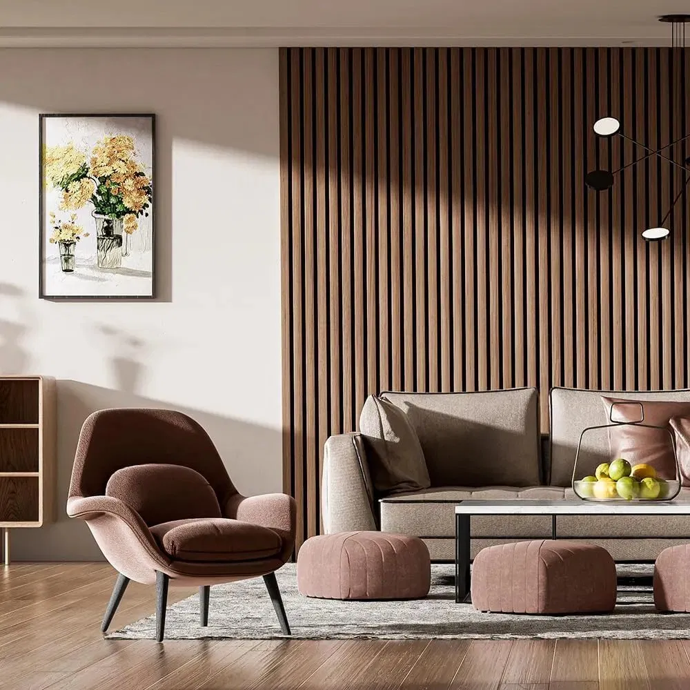 Modern Solid Wood Acoustic Panel Decorative Wall Ceiling Panels Hotel Household Use Soundproof Slatted Wooden Wall Panel Global Sell