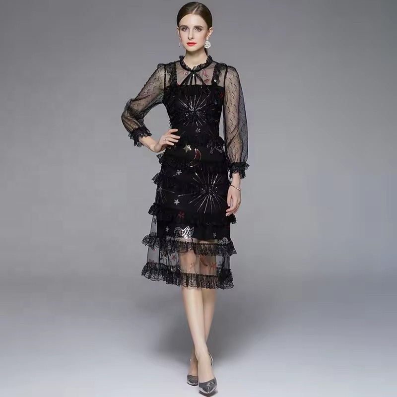 Платье женское весна-осень длинный рукав повседневное