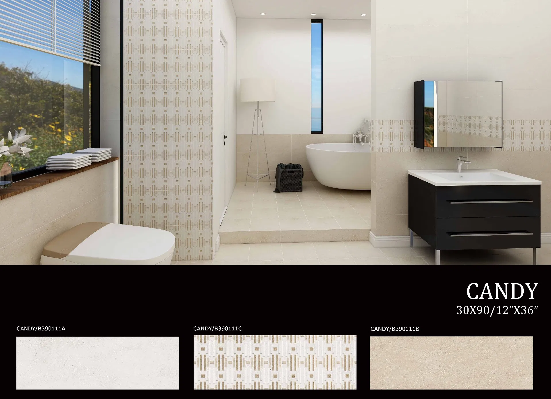 Hot Sell Foshan Building Material 300X900mm Glazed Ceramic bathroom Wall Tile Decoration