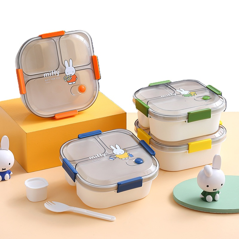 Cartoon 3-4 Compartment Microwave Lunch Box for Busy Professionals
